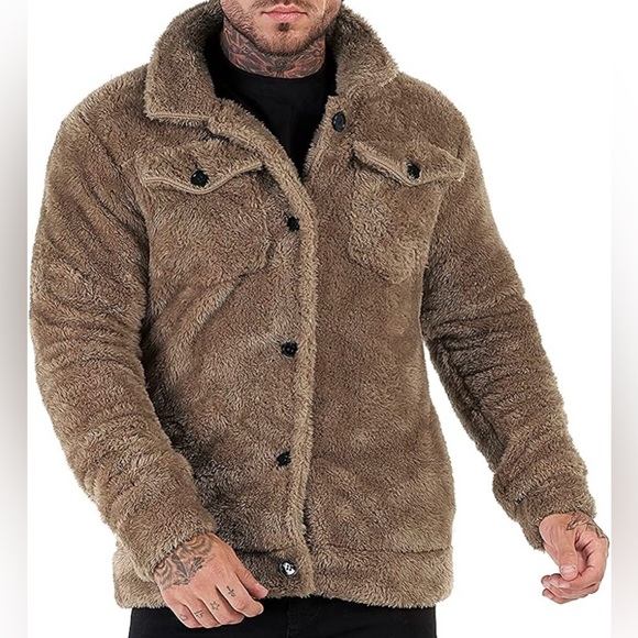 Other - BRAND NEW MENS TRENDY FUZZY SHERPA JACKET